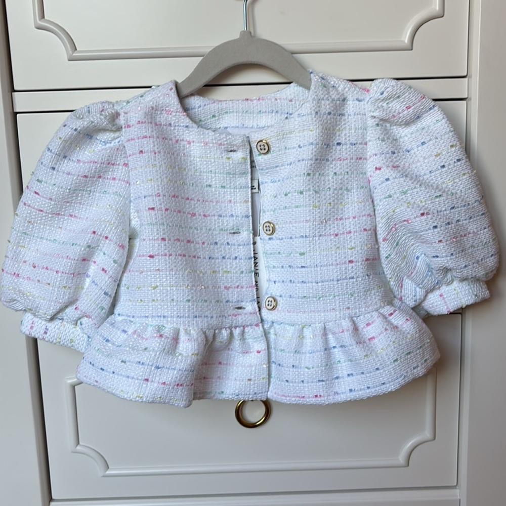 NWT Janie and Jack Toddler Girl Tweed Peplum Jacket - Size 2T - Picture 10 of 11